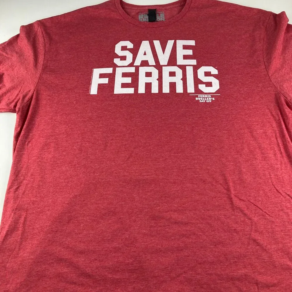 Ferris Buellers Day Off T Shirt Mens 2XL Save Ferris Movie Ripple Junction Red